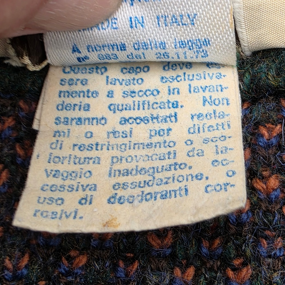 VTG Pierre Paul Mohair Wool Sweater Mens L Made in Italy Geometric Abstract Blue - Picture 6 of 9
